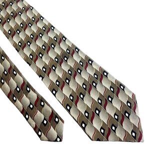 Croft Barrow‎ Silk Tie Print Green Geometric Wide